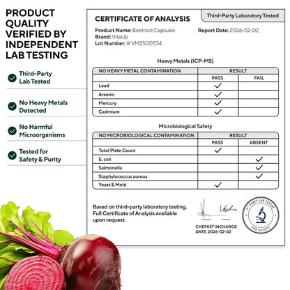VitaUp Rote Bete Kapseln - Hergestellt in den USA für normale Durchblutung, Stickstoffmonoxid & Herzunterstützung - 5-in-1 Rote Bete mit Traubenkernextrakt, Knoblauchextrakt, Weißdornbeere, Olivenblatt - 90 vegane Kapseln