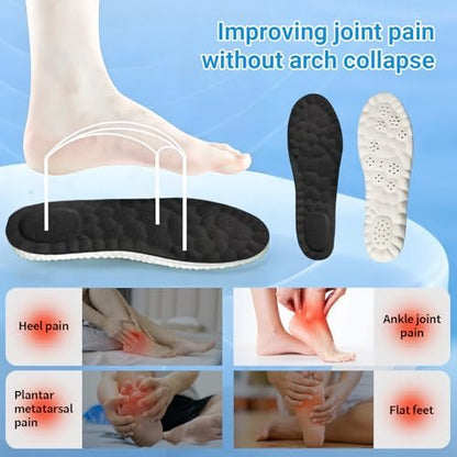 2026 Neue Stepp-Einlegesohlen für Damen und Herren – 4D Cloud Comfort Memory Foam, superweiche Stoßdämpfung, anti-ermüdend & atmungsaktiv – Ersatzsohlen für Arbeit, Laufen (Schwarz, Herren 8.5-9)