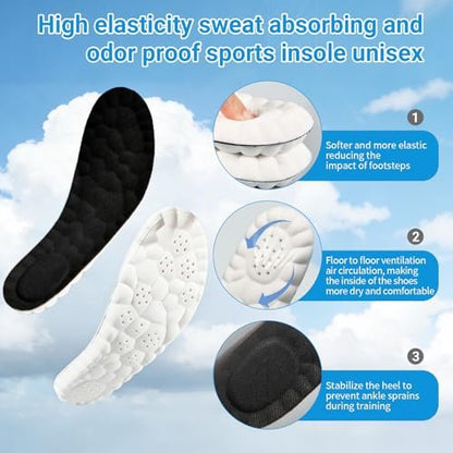 2026 Neue Stepp-Einlegesohlen für Damen und Herren – 4D Cloud Comfort Memory Foam, superweiche Stoßdämpfung, anti-ermüdend & atmungsaktiv – Ersatzsohlen für Arbeit, Laufen (Schwarz, Herren 8.5-9)