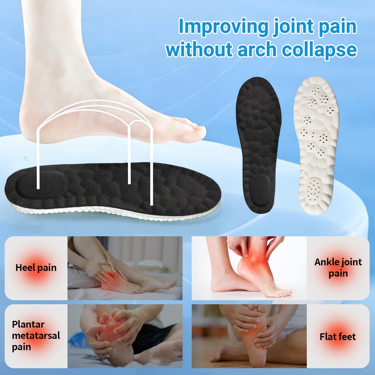 2026 Neue Stepp-Einlegesohlen für Damen und Herren – 4D Cloud Comfort Memory Foam, superweiche Stoßdämpfung, anti-ermüdend & atmungsaktiv – Ersatzsohlen für Arbeit, Laufen (Schwarz, Herren 8.5-9)