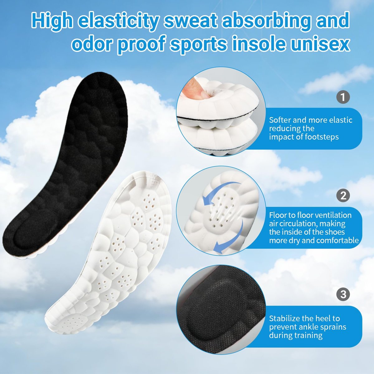 2026 Neue Stepp-Einlegesohlen für Damen und Herren – 4D Cloud Comfort Memory Foam, superweiche Stoßdämpfung, anti-ermüdend & atmungsaktiv – Ersatzsohlen für Arbeit, Laufen (Schwarz, Herren 8.5-9)