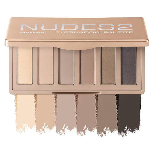NICEFACE NUDES2 Mini Lidschattenpalette – 6 matte neutrale Nude-Töne, hochpigmentiert & wasserfest, cremig verblendbar, Reisegröße für alle Hauttypen