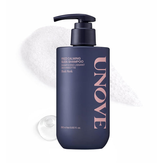 UNOVE Frizz-Calming Sleek Shampoo – Anti-Frizz Feuchtigkeitsshampoo für krauses Haar, sanfte Reinigung für Geschmeidigkeit & glänzenden Glanz, feuchtigkeitsbeständige Frizz-Kontrolle, Blush Musk, 290 ml