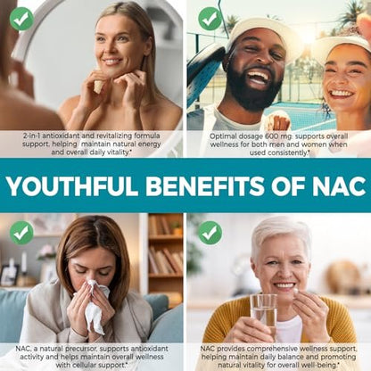 AIQIUSHA NAC 600 mg Supplement – N-Acetylcystein Kapseln mit Kokosnuss- & MCT-Öl, unterstützt antioxidative Aktivität & Zellfunktion, Non-GMO, glutenfrei, 300 Weichkapseln (1 Packung)