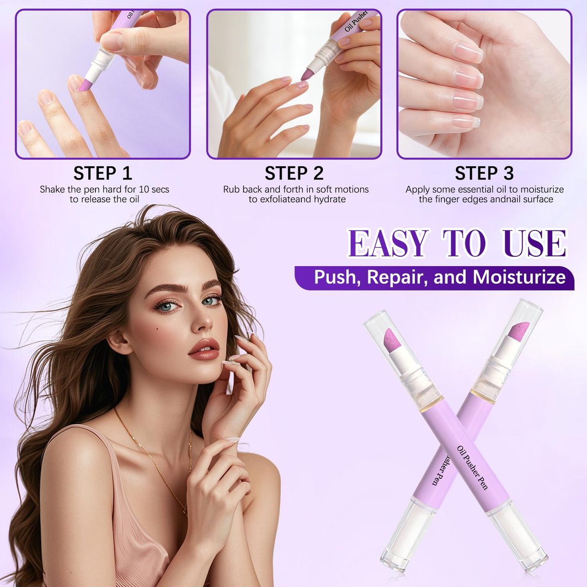 3er Set 2-in-1 Nagelhautöl-Stift mit Keramikspitze – Nagelhautpflege & Nagelöl in einem, Feuchtigkeitspflege für trockene, geschädigte Nägel und Nagelhaut