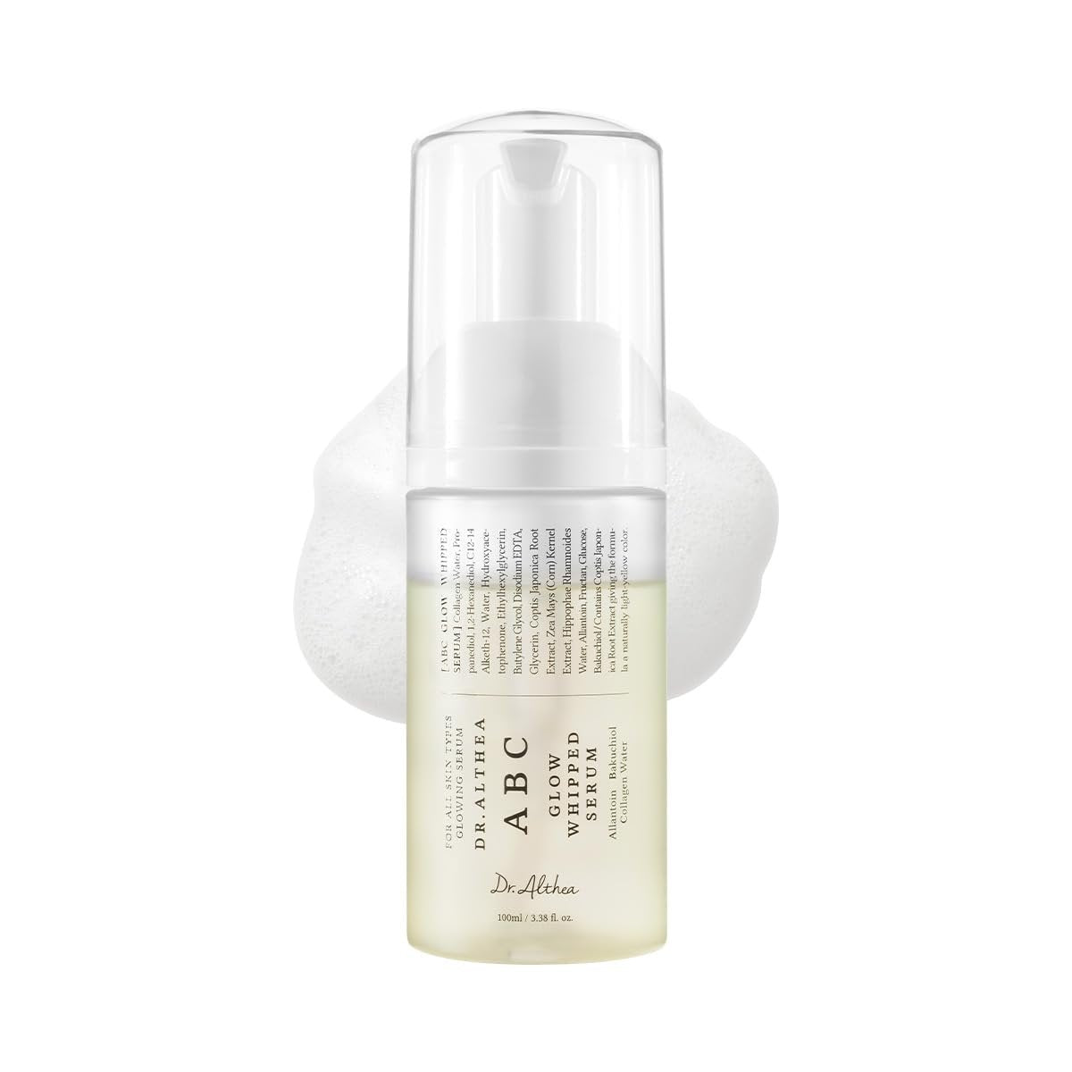 Dr.Althea ABC Glow Whipped Serum | Bubble Toner mit Kollagen & Vitamin-Tee-Wasser | Strahlender Toner für sofortige Feuchtigkeit & Make-up-bereiten Teint | Vegane Koreanische Hautpflege, 3,38 Fl Oz