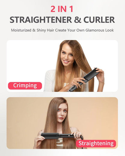 Santiway 4-in-1 Haarcrimper-Set für Wellen, professioneller Haarglätter mit Turmalin-Keramikplatten, negativen Ionen, glänzendes und glattes Haar, weniger Frizz
