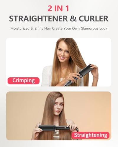 Santiway 4-in-1 Haarcrimper-Set für Wellen, professioneller Haarglätter mit Turmalin-Keramikplatten, negativen Ionen, glänzendes und glattes Haar, weniger Frizz