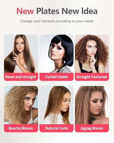 Santiway 4-in-1 Haarcrimper-Set für Wellen, professioneller Haarglätter mit Turmalin-Keramikplatten, negativen Ionen, glänzendes und glattes Haar, weniger Frizz