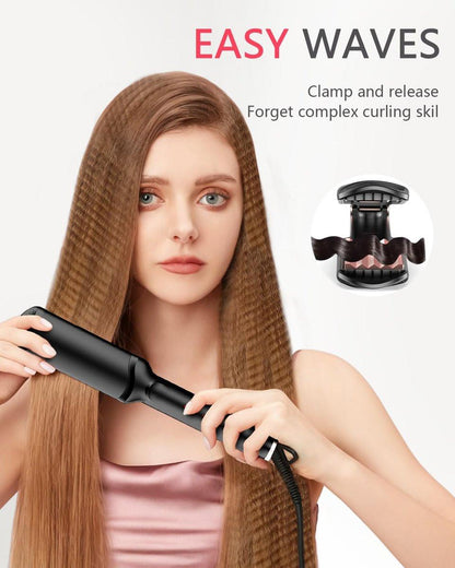 Santiway 4-in-1 Haarcrimper-Set für Wellen, professioneller Haarglätter mit Turmalin-Keramikplatten, negativen Ionen, glänzendes und glattes Haar, weniger Frizz