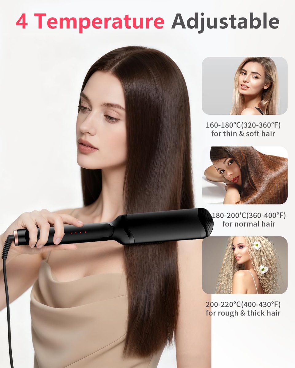Santiway 4-in-1 Haarcrimper-Set für Wellen, professioneller Haarglätter mit Turmalin-Keramikplatten, negativen Ionen, glänzendes und glattes Haar, weniger Frizz