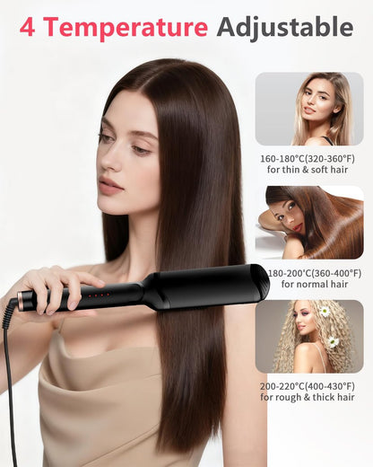 Santiway 4-in-1 Haarcrimper-Set für Wellen, professioneller Haarglätter mit Turmalin-Keramikplatten, negativen Ionen, glänzendes und glattes Haar, weniger Frizz
