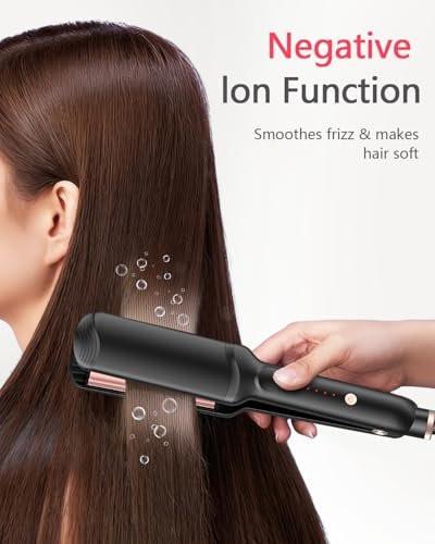 Santiway 4-in-1 Haarcrimper-Set für Wellen, professioneller Haarglätter mit Turmalin-Keramikplatten, negativen Ionen, glänzendes und glattes Haar, weniger Frizz