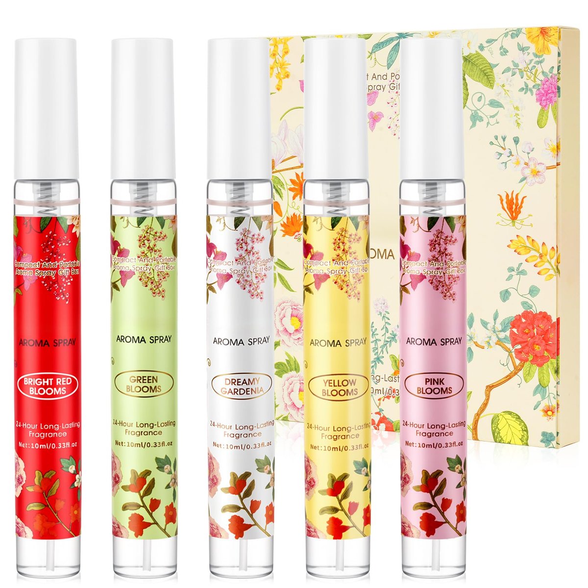 ZKONLY Damenparfüm Set – 5 x 10 ml Probenset, Mini Reisegröße, langanhaltender Blumenduft, Haar- & Körperparfüm, Weihnachtsgeschenk für Frauen