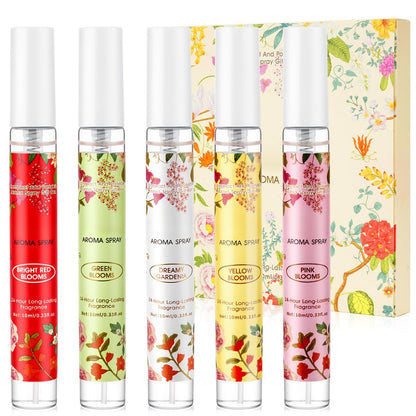 ZKONLY Damenparfüm Set – 5 x 10 ml Probenset, Mini Reisegröße, langanhaltender Blumenduft, Haar- & Körperparfüm, Weihnachtsgeschenk für Frauen