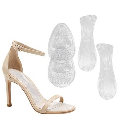 Gewichtsverlagernde Gel-Einlegesohlen für High Heels & Sandalen – Transparente, rutschfeste Komfortpads für Damen für schmerzfreies Tragen in offenen Schuhen, 3-Größen-Set (Klein – US 6-7,5 Damenschuhe)