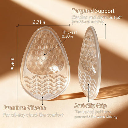 Gewichtsverlagernde Gel-Einlegesohlen für High Heels & Sandalen – Transparente, rutschfeste Komfortpads für Damen für schmerzfreies Tragen in offenen Schuhen, 3-Größen-Set (Klein – US 6-7,5 Damenschuhe)