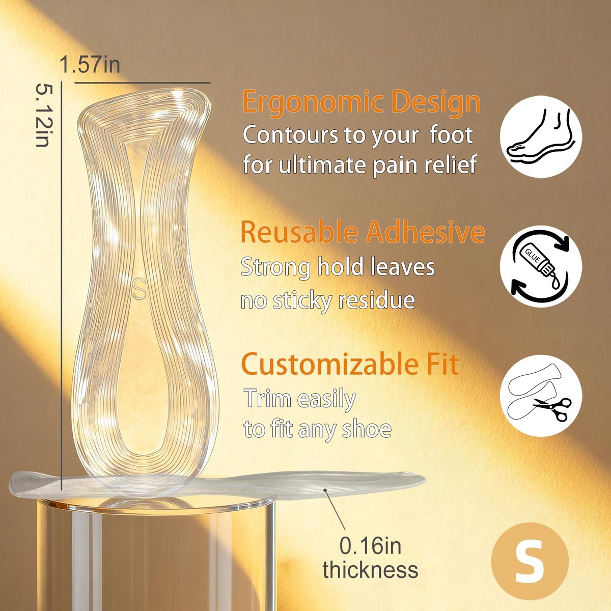 Gewichtsverlagernde Gel-Einlegesohlen für High Heels & Sandalen – Transparente, rutschfeste Komfortpads für Damen für schmerzfreies Tragen in offenen Schuhen, 3-Größen-Set (Klein – US 6-7,5 Damenschuhe)