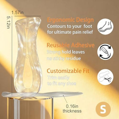 Gewichtsverlagernde Gel-Einlegesohlen für High Heels & Sandalen – Transparente, rutschfeste Komfortpads für Damen für schmerzfreies Tragen in offenen Schuhen, 3-Größen-Set (Klein – US 6-7,5 Damenschuhe)
