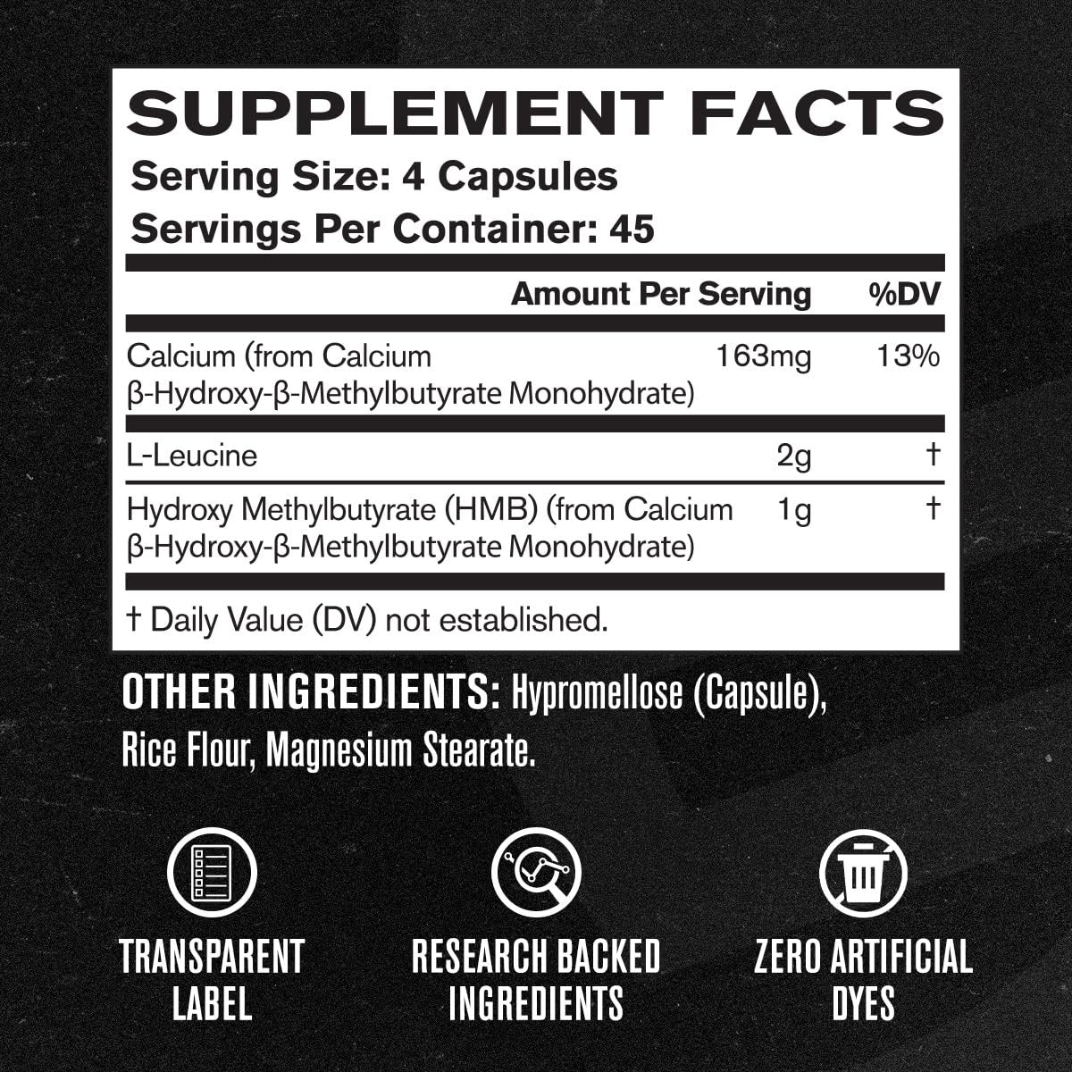 Jacked Factory HMB + Leucine Kapseln - L-Leucin 2g, HMB 1g - Stimuliere Muskelwachstum, schütze magere Muskelmasse und verbessere die sportliche Leistung - 180 Kapseln