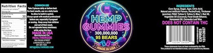 Hanf-Gummis für tiefen Schlaf, Frieden und Entspannung – Hanföl-Erdbeeren aus den USA – 95 Gummibärchen