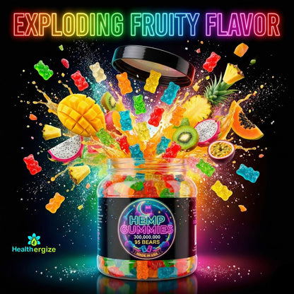 Hanf-Gummis für tiefen Schlaf, Frieden und Entspannung – Hanföl-Erdbeeren aus den USA – 95 Gummibärchen