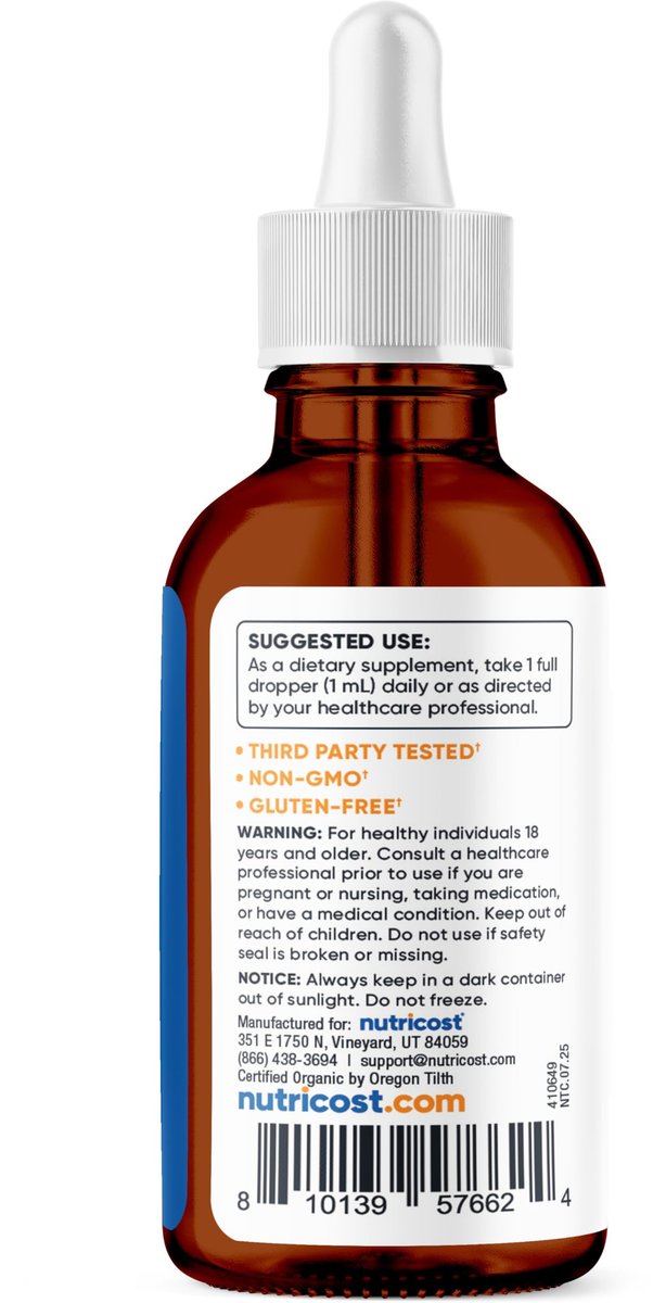 Nutricost Bio-Zitronenmelisse Flüssigextrakt 3,8 Fl. Oz. – 115 Portionen – Melissa Officinalis, USDA Bio, OTCO-zertifiziert, Vegan, GMO-frei, Glutenfrei