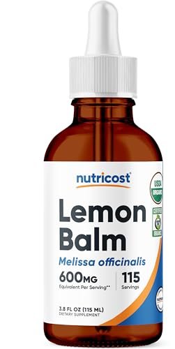 Nutricost Bio-Zitronenmelisse Flüssigextrakt 3,8 Fl. Oz. – 115 Portionen – Melissa Officinalis, USDA Bio, OTCO-zertifiziert, Vegan, GMO-frei, Glutenfrei