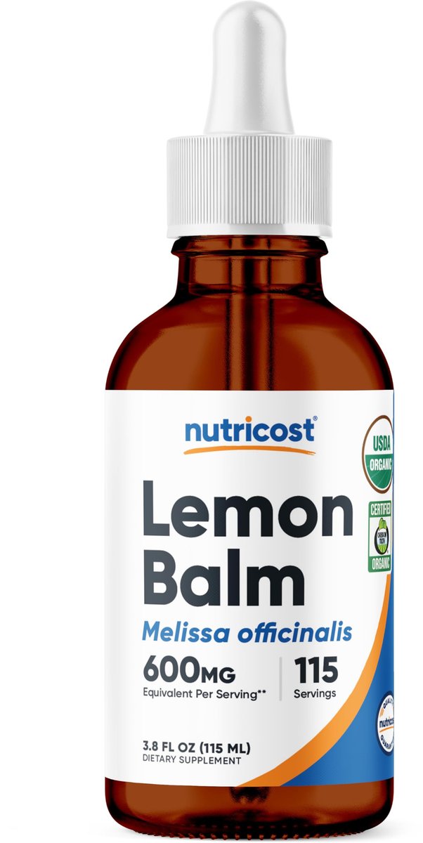 Nutricost Bio-Zitronenmelisse Flüssigextrakt 3,8 Fl. Oz. – 115 Portionen – Melissa Officinalis, USDA Bio, OTCO-zertifiziert, Vegan, GMO-frei, Glutenfrei