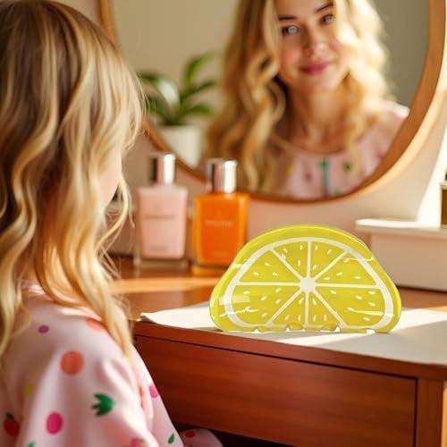 2er-Set orangefarbene Frucht-Haarklammern – Zitronen-Greifklammern aus Polyurethan-Leder, rutschfest, 7,6 cm, für Frauen und Mädchen