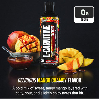 Nutrex Research Liquid Carnitine 3000 – Flüssiges L-Carnitin, stimulanzienfrei, unterstützt Fettverbrennung, 16 Fl Oz (Mango Chamoy)