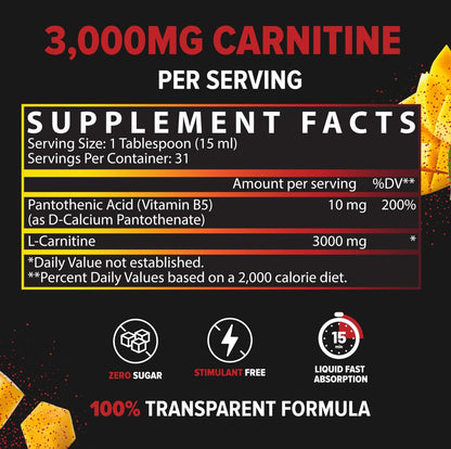 Nutrex Research Liquid Carnitine 3000 – Flüssiges L-Carnitin, stimulanzienfrei, unterstützt Fettverbrennung, 16 Fl Oz (Mango Chamoy)
