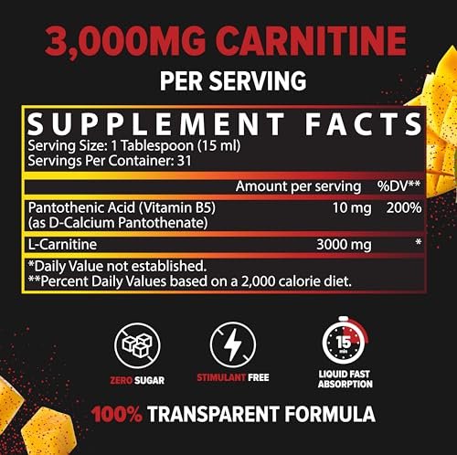 Nutrex Research Liquid Carnitine 3000 – Flüssiges L-Carnitin, stimulanzienfrei, unterstützt Fettverbrennung, 16 Fl Oz (Mango Chamoy)