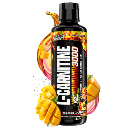 Nutrex Research Liquid Carnitine 3000 – Flüssiges L-Carnitin, stimulanzienfrei, unterstützt Fettverbrennung, 16 Fl Oz (Mango Chamoy)