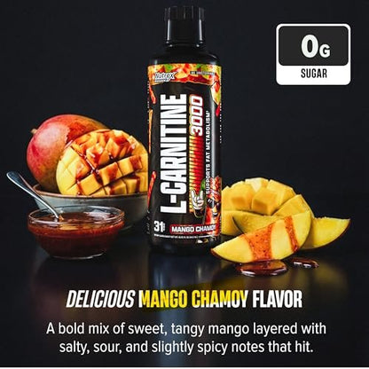 Nutrex Research Liquid Carnitine 3000 – Flüssiges L-Carnitin, stimulanzienfrei, unterstützt Fettverbrennung, 16 Fl Oz (Mango Chamoy)