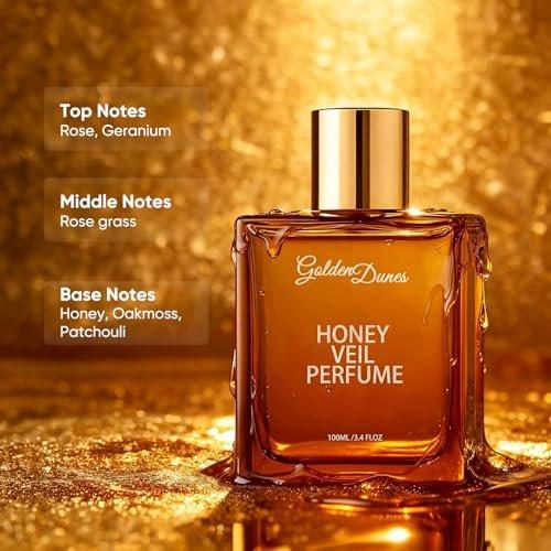 HABOHUSE Golden Dunes Honey Veil Eau de Parfum – Honig, Oud, Patchouli, Vanille & Bergamotte mit floral-amber-würzigen Noten, saubere vegane ätherische Öle, langanhaltender Unisex-Duft, 100 ml