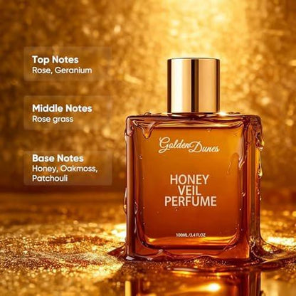 HABOHUSE Golden Dunes Honey Veil Eau de Parfum – Honig, Oud, Patchouli, Vanille & Bergamotte mit floral-amber-würzigen Noten, saubere vegane ätherische Öle, langanhaltender Unisex-Duft, 100 ml