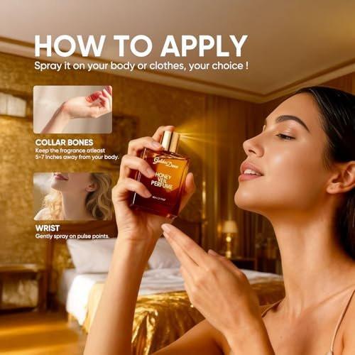 HABOHUSE Golden Dunes Honey Veil Eau de Parfum – Honig, Oud, Patchouli, Vanille & Bergamotte mit floral-amber-würzigen Noten, saubere vegane ätherische Öle, langanhaltender Unisex-Duft, 100 ml