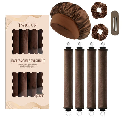 Heatless Curls Overnight Hair Curlers – 4er-Set Lockenwickler ohne Hitze zum Schlafen, inkl. Duschhaube, Samt-Haarrollen mit Satin-Wickel (neue Verpackung)