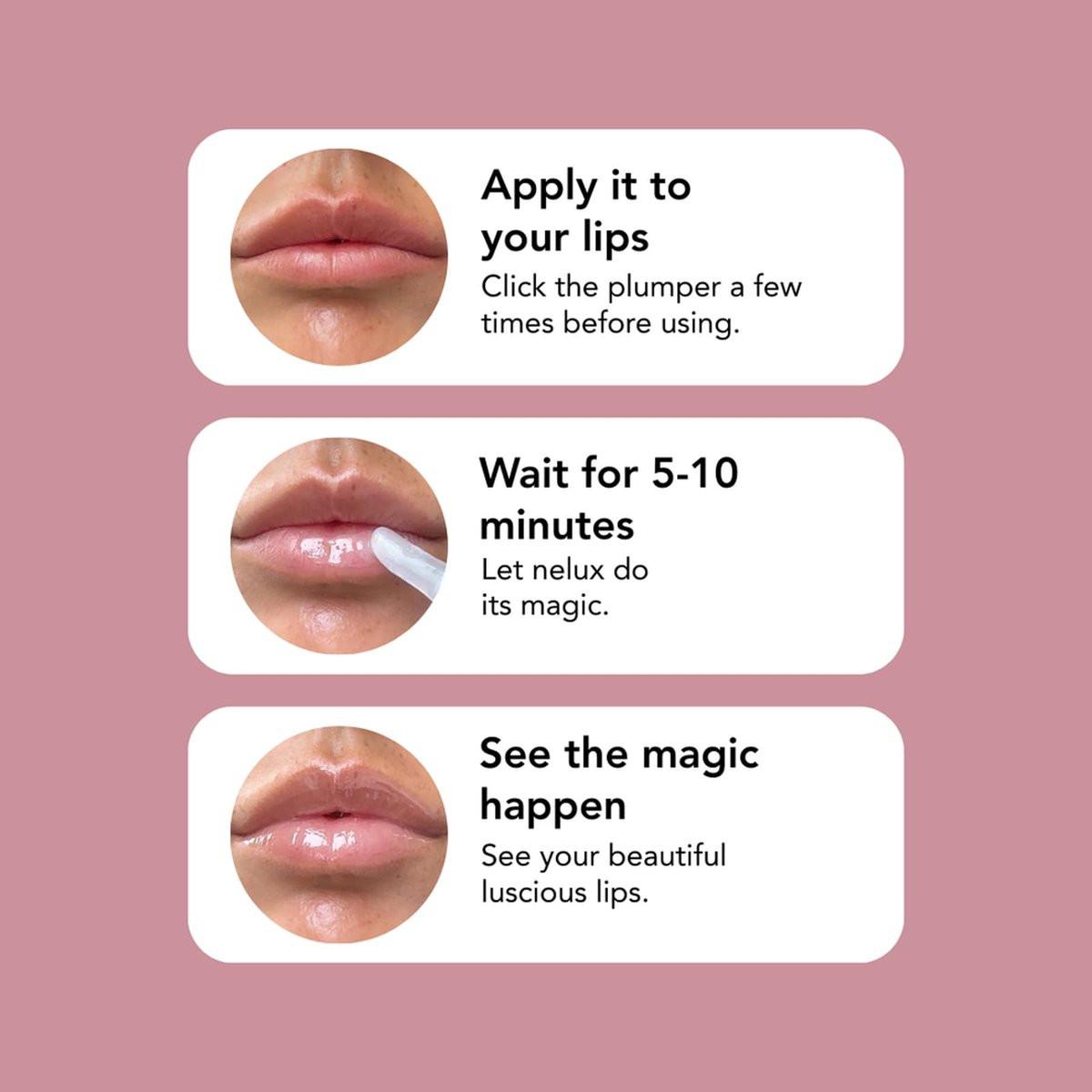 Nelux Lip Plumper mit Hyaluronsäure – Sofortige Hydratation & sichtbar vollere Lippen ohne Kleben oder Kribbeln