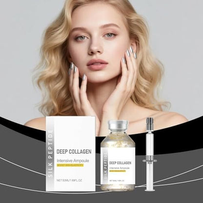 2er-Pack Deep Collagen Silk Peptide Lifting Ampulle Serum – Korean Anti-Aging Gesichtspflege, festigend, faltenmildernd, feuchtigkeitsspendend, nicht fettend, sanfte Formel, 2x50 ml / 1,69 fl.oz