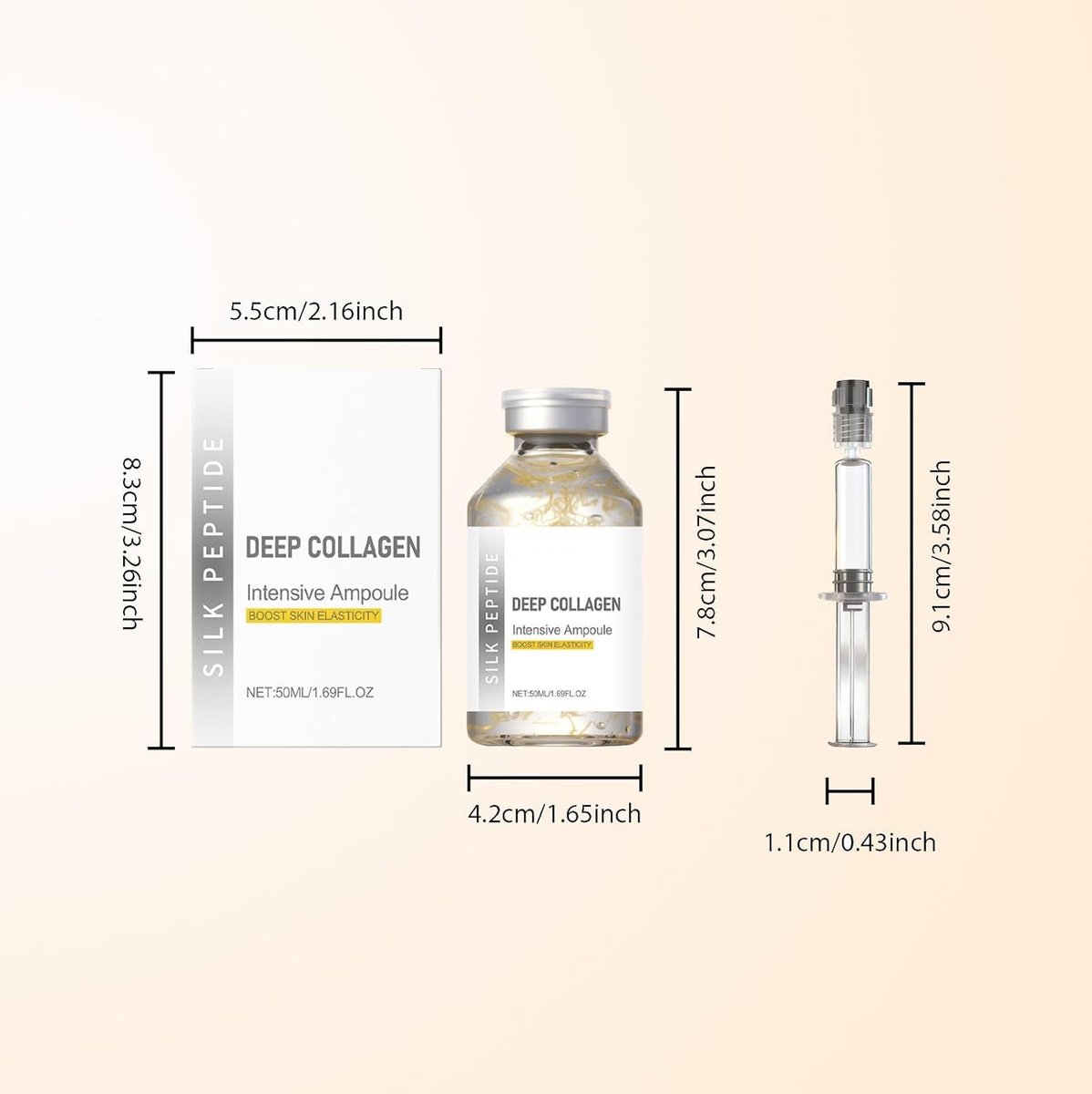 2er-Pack Deep Collagen Silk Peptide Lifting Ampulle Serum – Korean Anti-Aging Gesichtspflege, festigend, faltenmildernd, feuchtigkeitsspendend, nicht fettend, sanfte Formel, 2x50 ml / 1,69 fl.oz