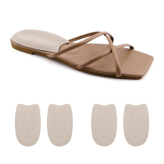 LanJe Schweinsleder Fersenstütze für Plantarfasziitis Damen, Fersenpolster für Achillessehnenentzündung & Fersensporn Linderung, Stoßdämpfende Ferseneinlagen für High Heels Sandalen Flache Schuhe, 2 Paar Klein Größe 5-8