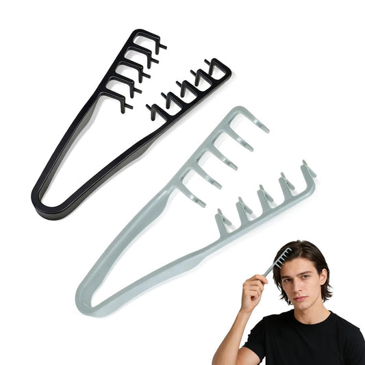 Texture Comb 2er-Pack, Volumizing Fluffy Texture Styling Comb für Männer und Frauen, Zahn-Volumen-Haarstyling-Werkzeug, ABS-Kunststoff-Haarkämme für Volumen und Textur (Schwarz + Grau)