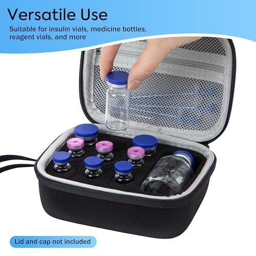 10 Slots Insulin Vial Protector Case - Insulin Vial Organizer Bag für Diabetiker, passend für Standard 1ml, 3ml, 5ml, 10ml und 30ml Vials