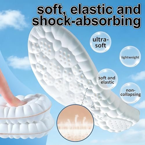 2026 Neue Stepp-Einlegesohlen für Damen und Herren, 4D Cloud Memory Foam Schuh-Einlegesohlen, superweich, anti-ermüdend, Fußgewölbeunterstützung zur Schmerzlinderung, Arbeitsstiefel-Einlegesohlen, stoßdämpfende Einlagen (M9-9.5/W10-10.5)