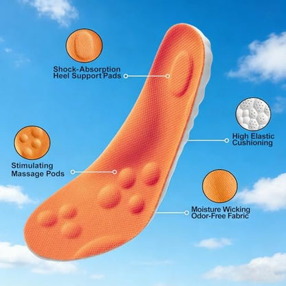 2026 Neue Stepper Einlegesohlen für Herren Damen, 4D Cloud Memory Foam Schuhsohlen, Superweich Anti-Ermüdung, Fußgewölbeunterstützung für Schmerzlinderung, Arbeitsschuheinlagen für Stoßdämpfung (M10-10.5/W11-11.5)