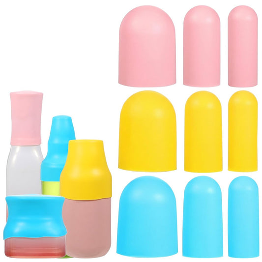 Silikon-Flaschenhüllen für Reisen, 9er-Pack auslaufsichere Reiseflaschenhüllen, elastische Hüllen für mehrere Größen von Toilettenartikeln, verschiedene Größen für Shampoo, Kosmetik, Hautpflege-Essentials