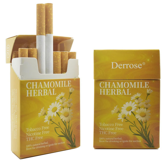 Derrose® Kamillenkräuterstäbchen, Kräuterzigaretten, Nikotinfrei und Tabakfrei, Hilfe zur Raucherentwöhnung, Bessere Wirkung in Kombination mit Nikotinpflastern, Raucherentwöhnungsprodukte, 2er-Pack – 40 Stäbchen
