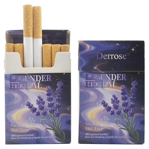 Derrose® Lavendel Kräuterstäbchen, Kräuterzigaretten, Nikotinfrei & Tabakfrei, Hilfe beim Rauchstopp, Bessere Wirkung in Kombination mit Nikotinpflastern, Raucherentwöhnung, 2er-Pack – 40 Sticks